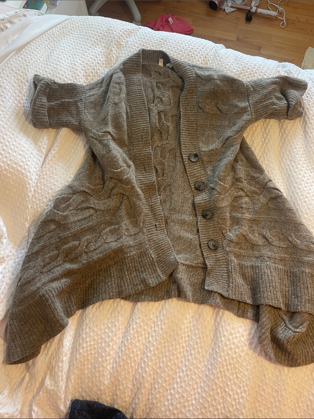 Moth Olive-Taupe Cable Knit Button Cardigan